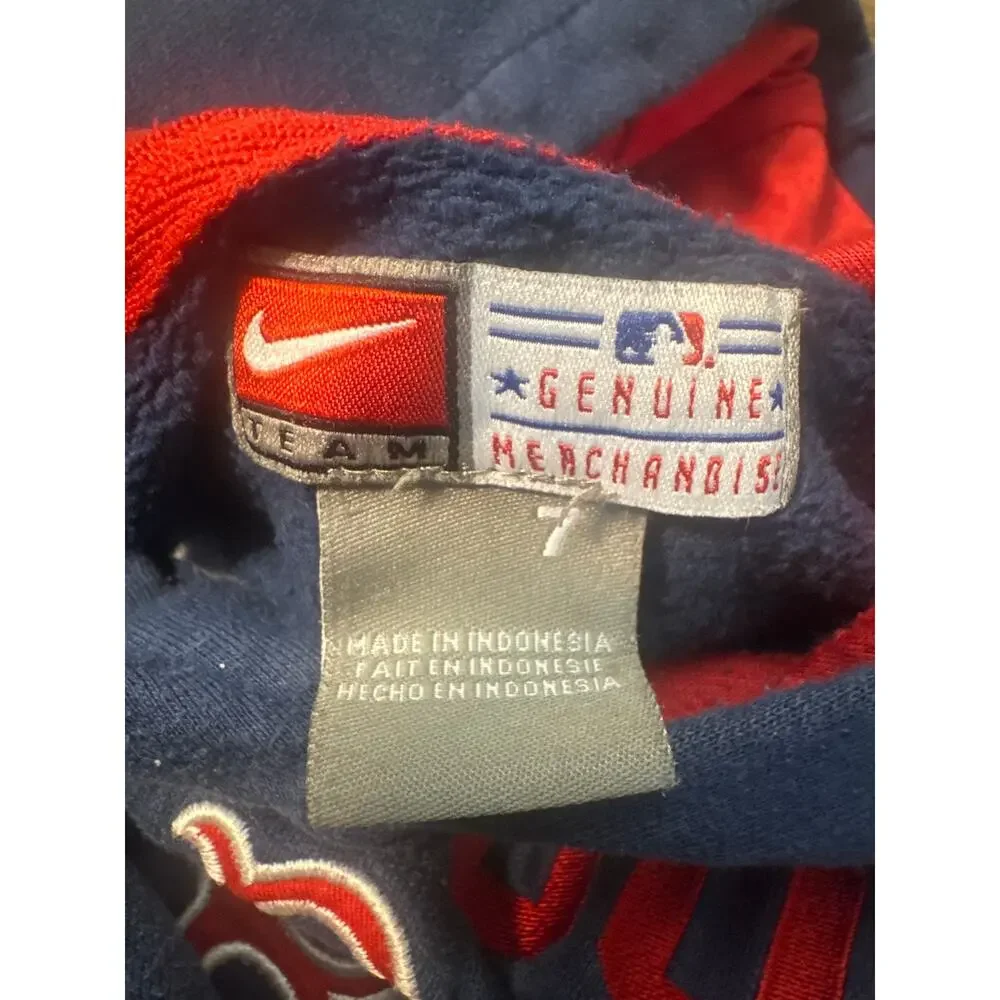 VTG Y2K Nike Boston Red Sox Center Swoosh Hoodie Unisex Kids size 7 Navy/Red